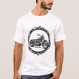 Camiseta Gráfico de Motociclos Preto e Branco