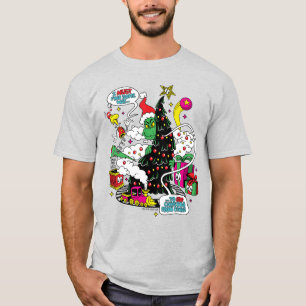 Camiseta Gráfico de Natal Colorido