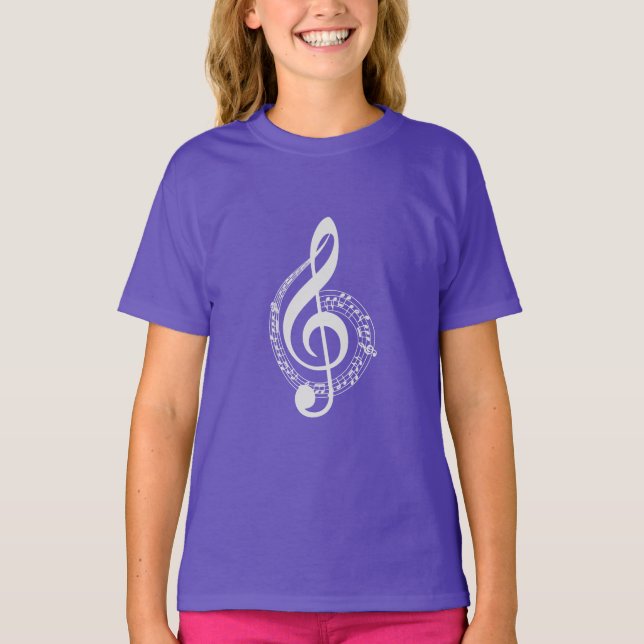 Camiseta Gráfico de Nota Musical Simples, mas Bonito (Frente)