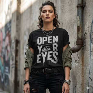 Camiseta Gráfico de Olho Aberto Angustiado