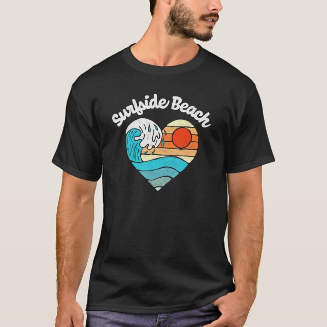Camiseta Gráfico de Onda de Surf Retro do Surfside Beach (Frente)