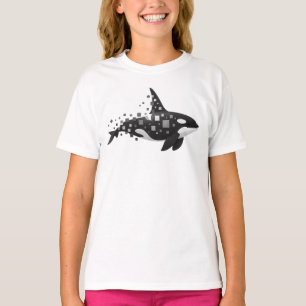Camiseta Gráfico de Orca Pixelado – Falha Digital