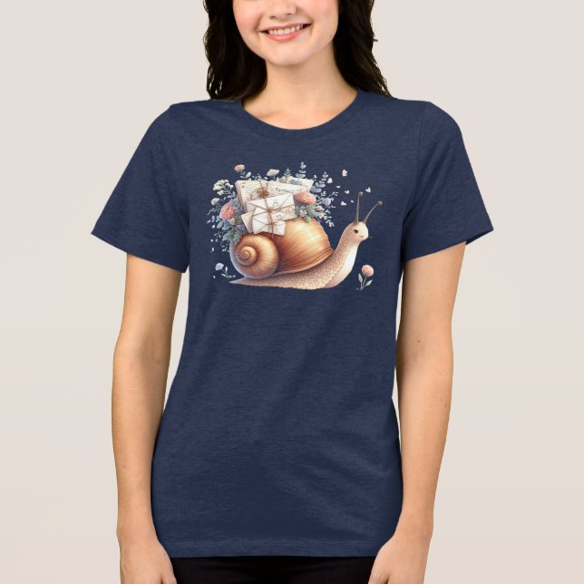 Camiseta Gráfico de Pastel Floral de Correio Simples (Frente)