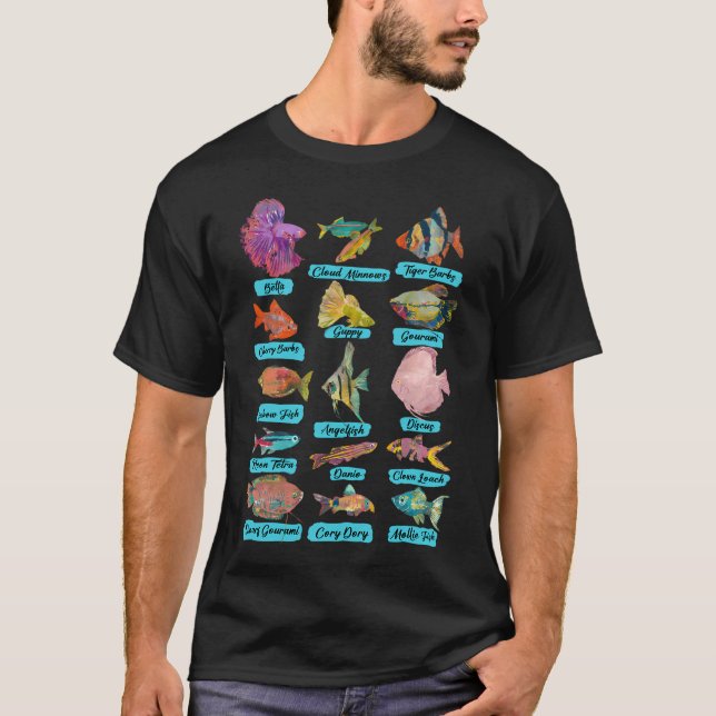 Camiseta Gráfico de Peixes com Nomes (Frente)