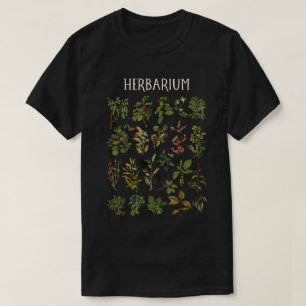 Camiseta Gráfico de Plantas Verdes do Herbário Vintage