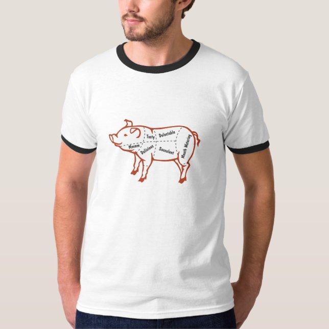 Camiseta Gráfico de Porcos Delicioso (Frente)