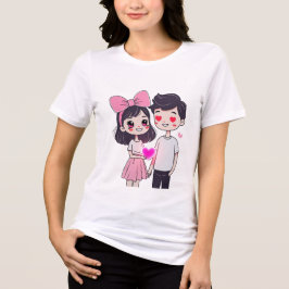 Camiseta Gráfico de Portas do Casal Kawaii