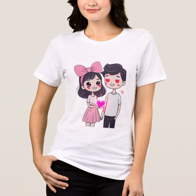 Camiseta Gráfico de Portas do Casal Kawaii (Frente)