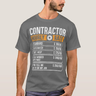 Camiseta Gráfico de Preço da Taxa Horária do Prestador de S