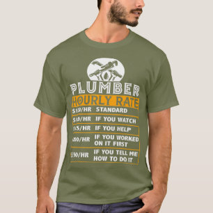 Camiseta Gráfico de Preço de Taxa Horária do Plumbador E