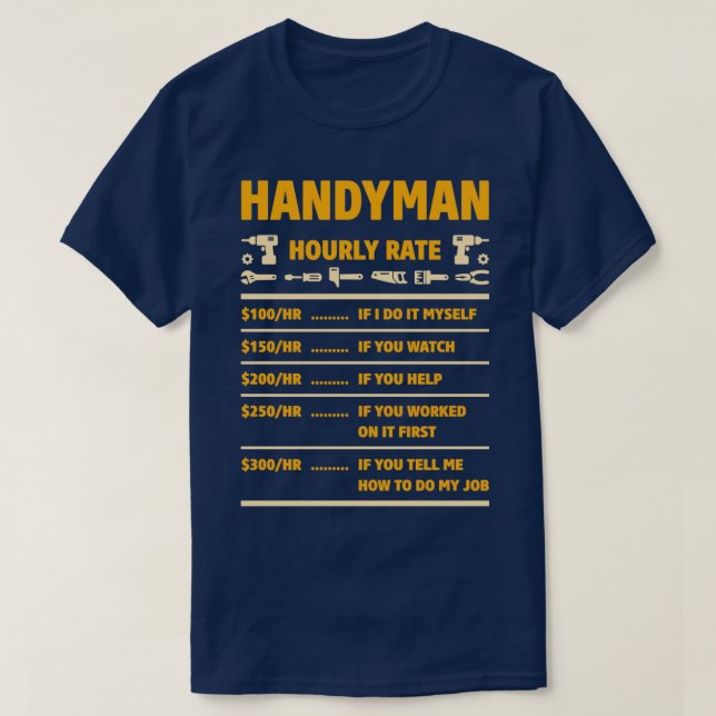 Camiseta Gráfico de Preços Handyman (Frente do Design)
