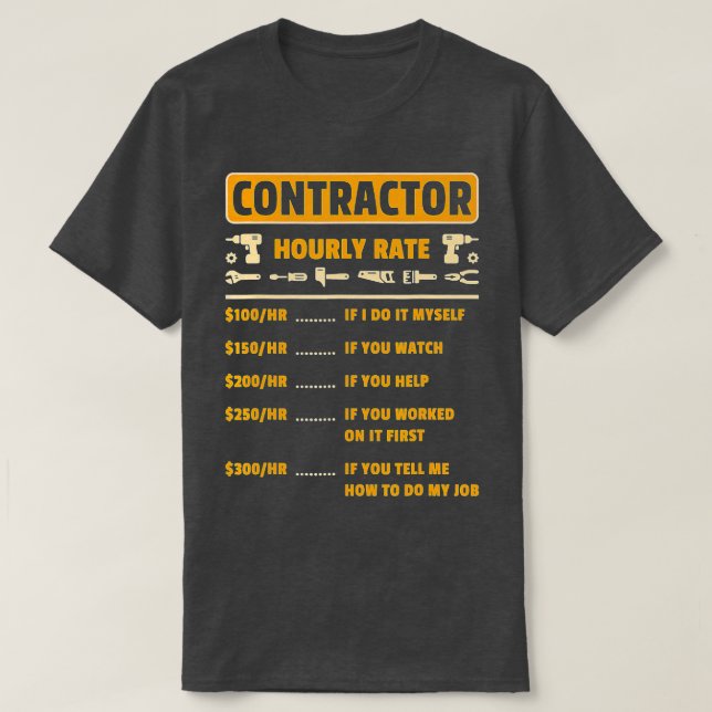 Camiseta Gráfico de Preços Horários do Contratante Gif Funn (Frente do Design)