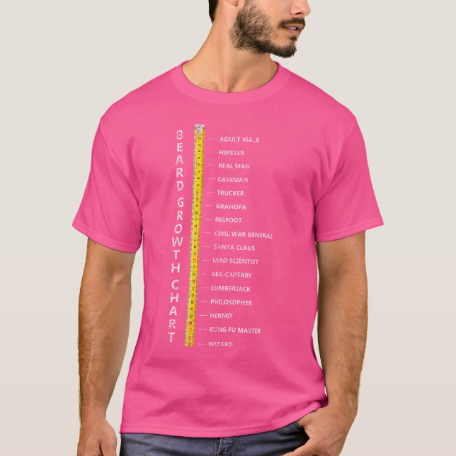 Camiseta Gráfico de Régua de Comprimento de Barba Quão Long (Frente)