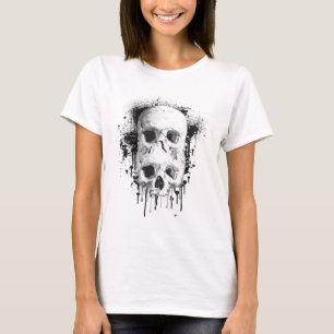 Camiseta Gráfico de respingo de tinta preta Skull Drip