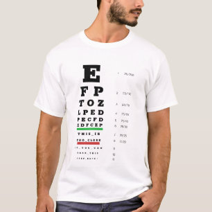 Camiseta Gráfico de Snellen com teste ocular engraçado do o