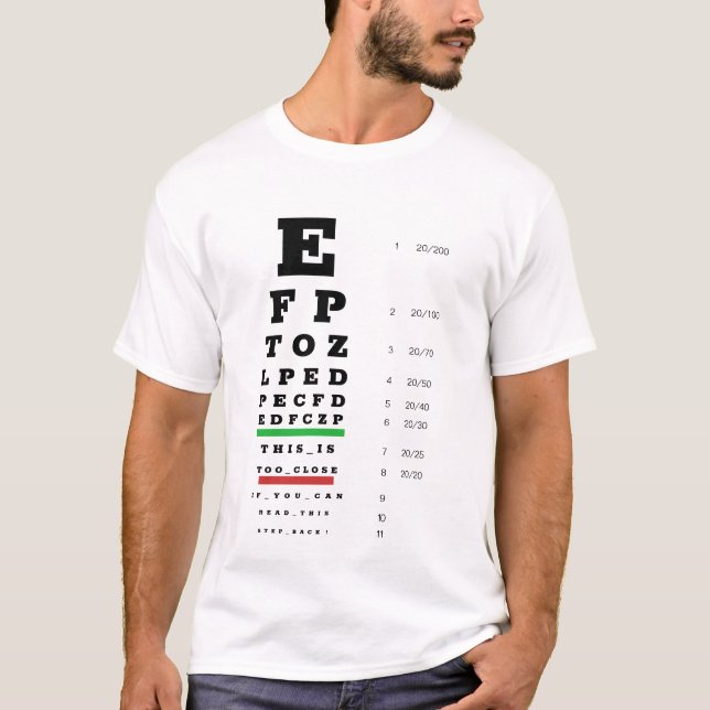Camiseta Gráfico de Snellen com teste ocular engraçado do o (Frente)
