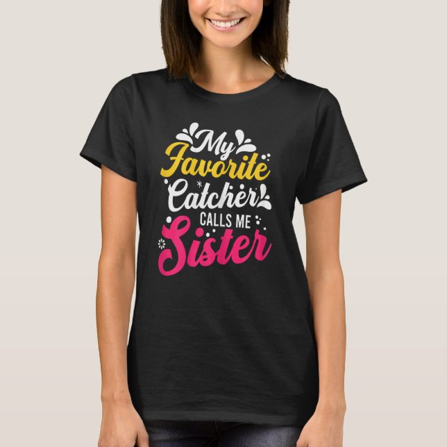 Camiseta Gráfico de Softball Mulheres Irmãs Softball Catche (Frente)