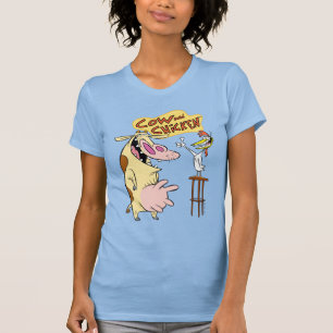 Camiseta Gráfico de Sorriso de Vaca e Galinha