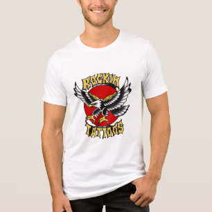 Camiseta Gráfico de Tatuagem Águia Tradicional "Rockin Tatt
