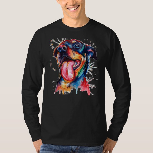 Camiseta Gráfico de Tatuagem Digital do Rottweiler (Frente)