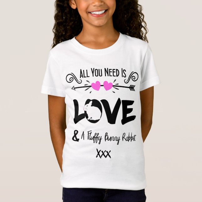 Camiseta Gráfico de Tema de Amor e Coelho Coelho Fluffy (Frente)