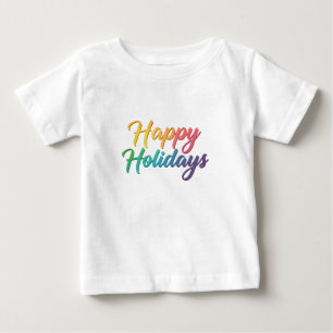 Camiseta Gráfico de texto de feriados felizes do Rainbow