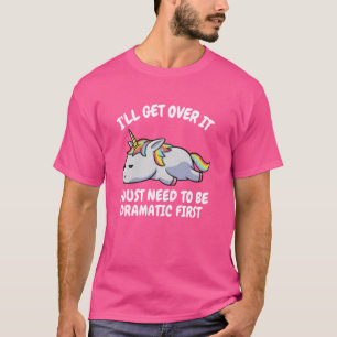 Camiseta Gràfico de Unicórnio Preguiçoso Dramático Engraçad