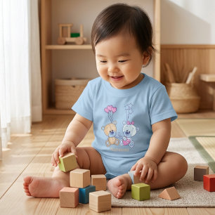 Camiseta Gráfico de Ursos de Teddy Bonitos e Balões
