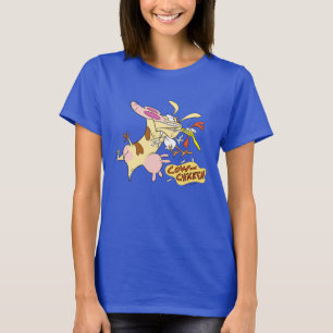 Camiseta Gráfico de Vaca e Galinha