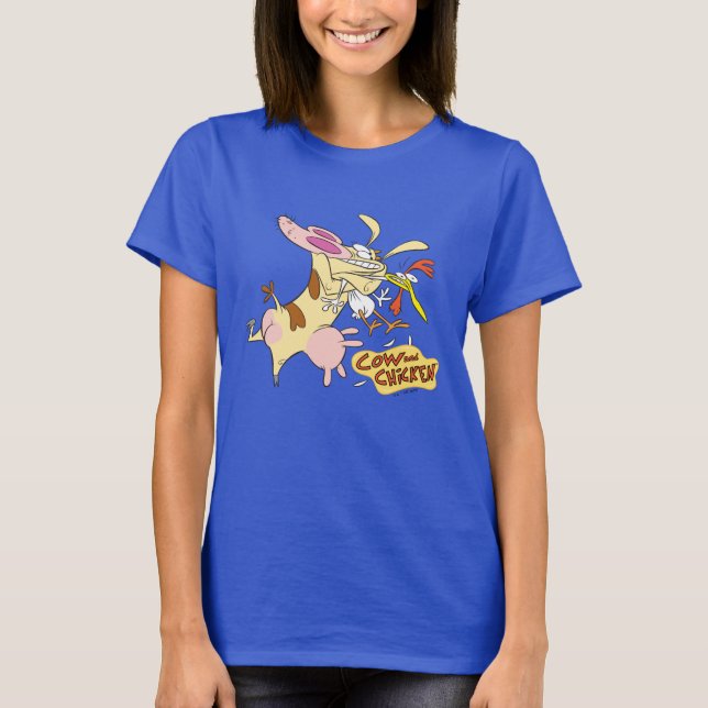Camiseta Gráfico de Vaca e Galinha (Frente)
