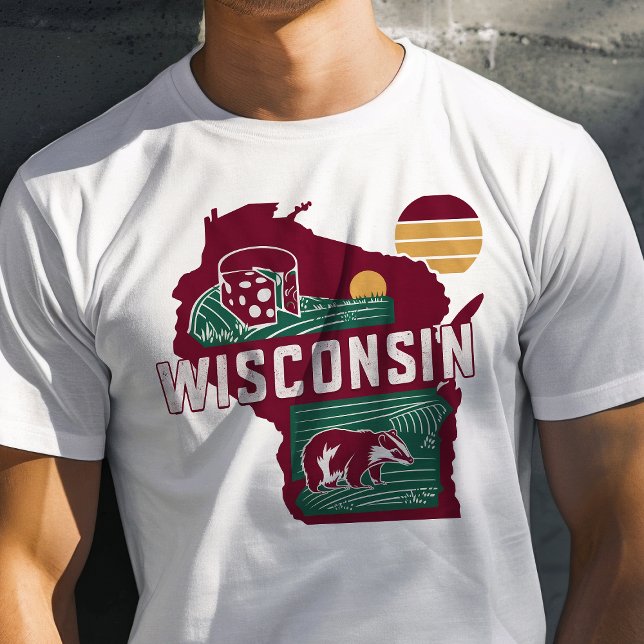 Camiseta Gráfico de Wisconsin Retro-Viagem Icônico (Criador carregado)