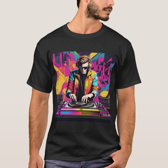 Camiseta Gráfico DJ de Raves de Trança do Tecno Bass (Frente)