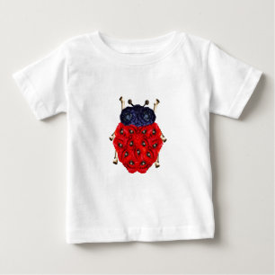 Camiseta Gráfico do Besouro Flor de Papoula Vermelha
