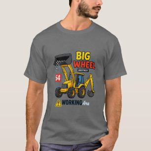 Camiseta Gráfico do Caminhão de Construção de Roda Grande.