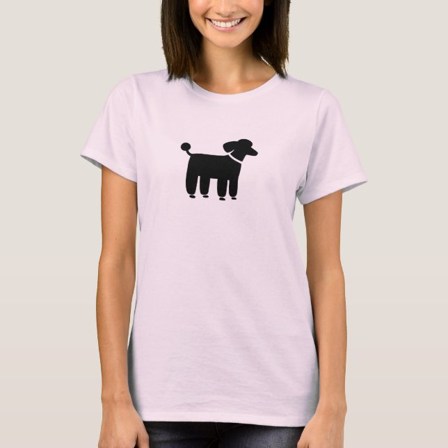Camiseta Gráfico do Cão Poodle (Preto) (Frente)