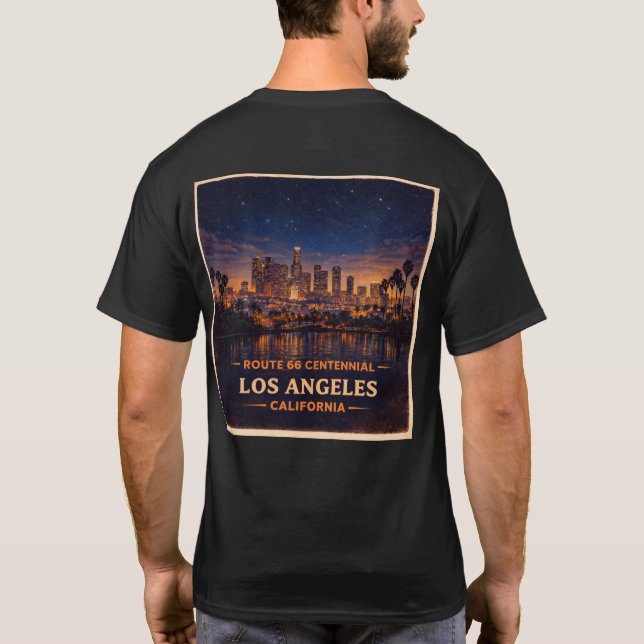 Camiseta Gráfico do Centenário da Rota 66 no Céu de LA (Verso)