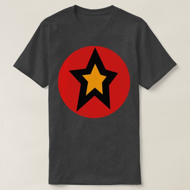 Camiseta Gráfico do Círculo Vermelho Dourado (Frente do Design)