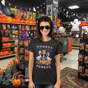 Camiseta Gráfico do Dia das Bruxas de Ganso Negro Engraçado