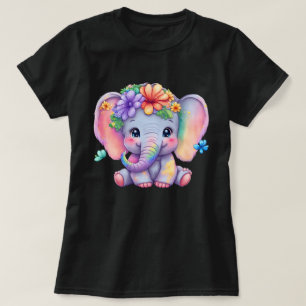 Camiseta Gráfico do Elefante Bebês Colorido