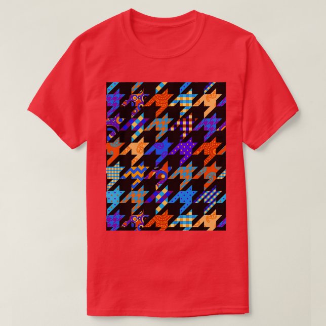Camiseta Gráfico do estilo de patch Houndstooth (Frente do Design)
