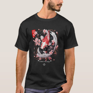 Camiseta Gráfico do Koi Cerejeira Flor Sakura Japonês