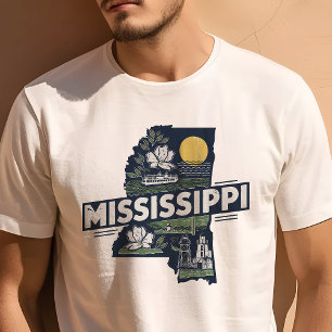 Camiseta Gráfico do Mississippi Viagem Icônico