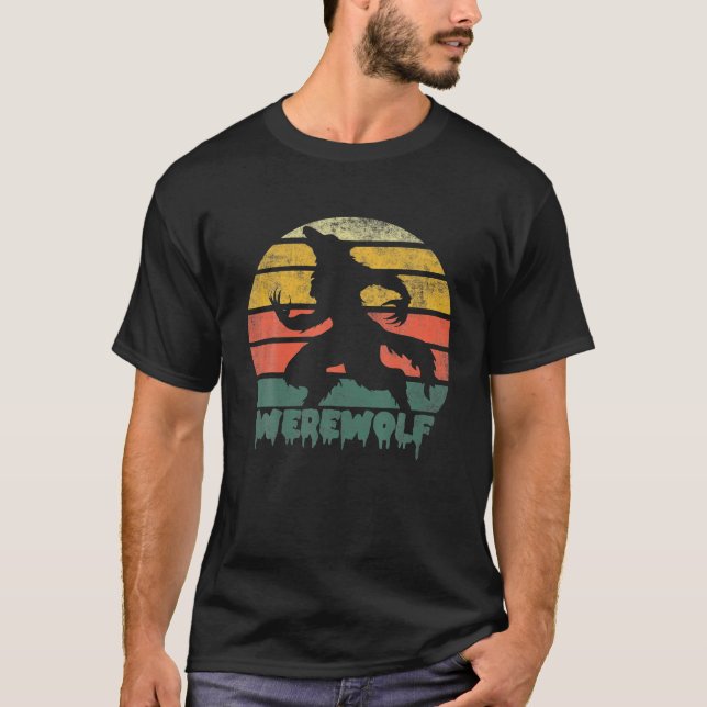 Camiseta Gráfico do monstro do lobisomem retrô (Frente)