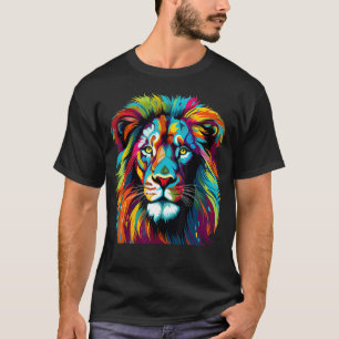 Camiseta Gráfico do Retrato Leão Colorido legal