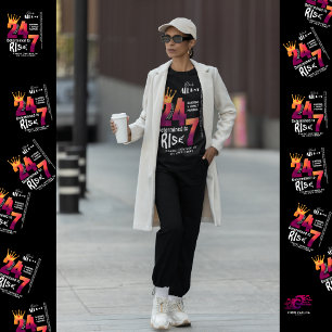 Camiseta Gráfico do Slogan Preto 24/7