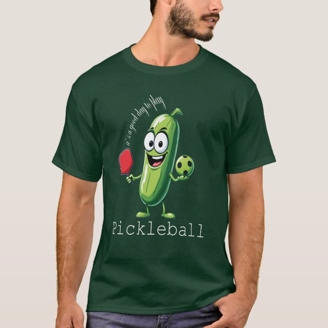 Camiseta Gráfico Engraçado de Pepino de Picleball Engraçado (Frente)