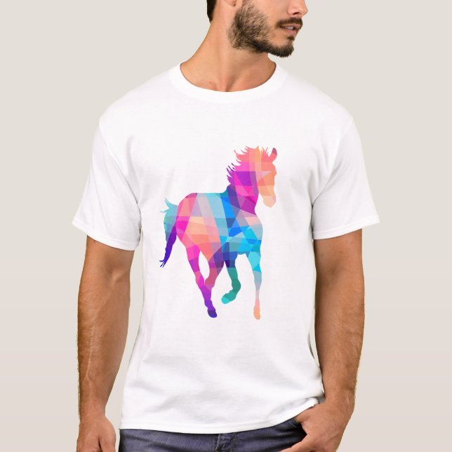 Camiseta Gráfico Equestre Geométrico Colorida Equestre (Frente)