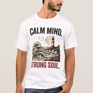Camiseta Gráfico Estético Motivacional de Mente Calma e Alm