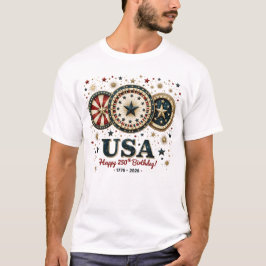Camiseta Gráfico Estrela de Aniversário de 250 Anos dos EUA