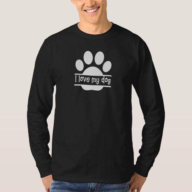 Camiseta Gráfico Eu Amo A Impressão Da Minha Pata De Cachor (Frente)